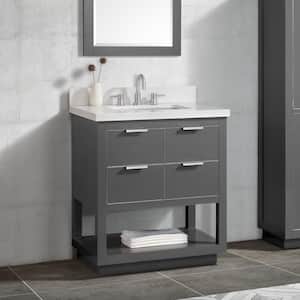Allie 31 in. W x 22 in. D Bath Vanity in Gray with Silver Trim with Quartz Vanity Top in White with Basin