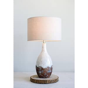 28 in. Multi-Colored Ceramic Table Lamp with Linen Shade