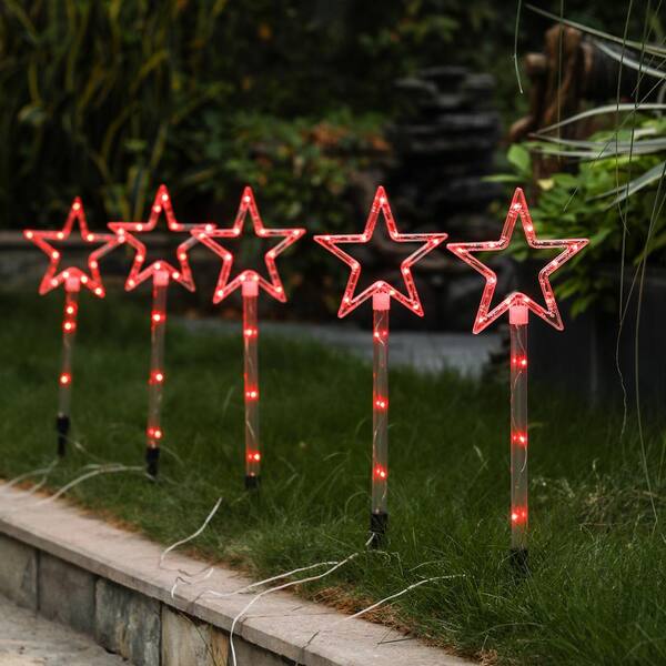 5 star christmas garden stake lights