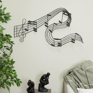 33 in. x  19 in. Metal Black Notes Musical Notes Wall Decor