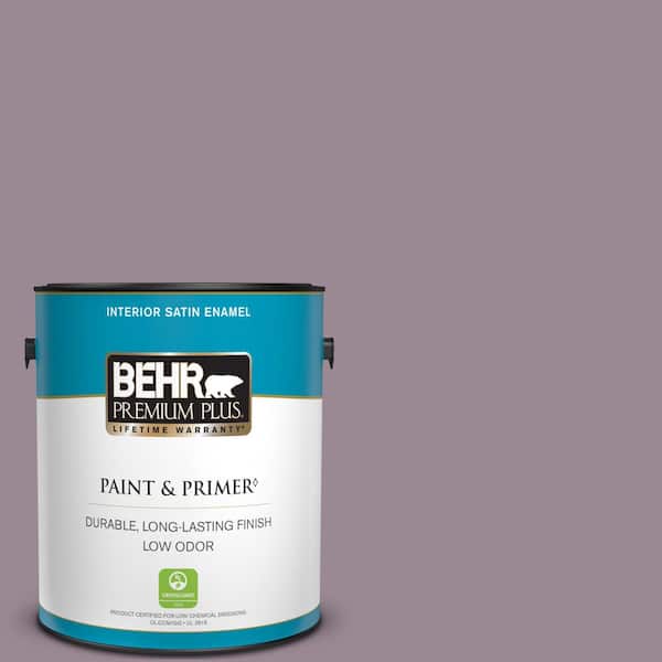 BEHR PREMIUM PLUS 1 gal. #690F-5 Purple Mauve Satin Enamel Low Odor Interior Paint & Primer