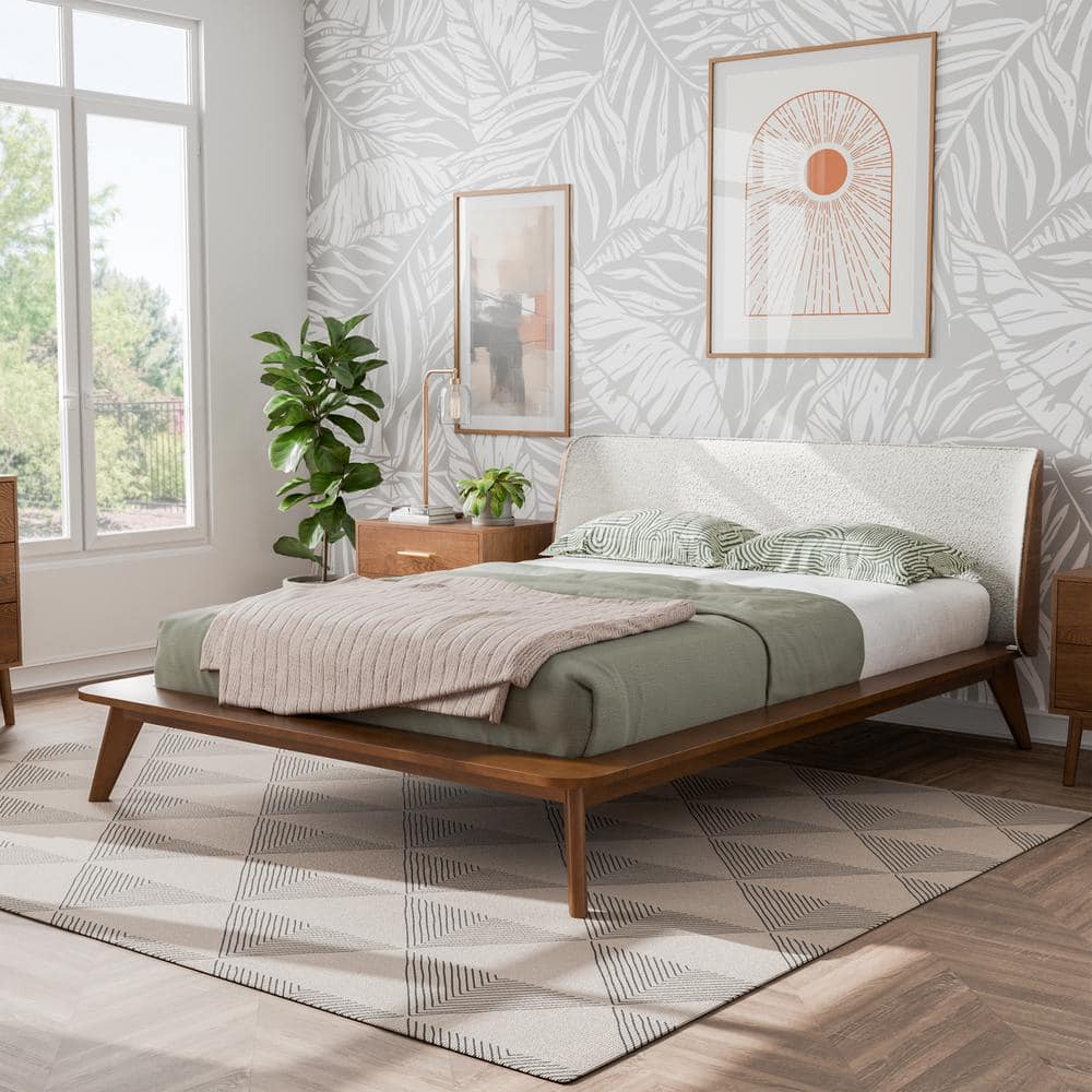 Furniture of America Riverstone Mid Century Modern Boucle Walnut