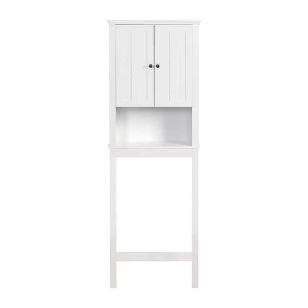 23.6 in. W x 66.9 in. H x 7.7 in. D White Over-The-Toilet Storage