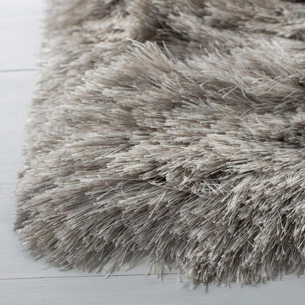 Gray Hand-Tufted Shag Synthetic 4' x 6' Area Rug