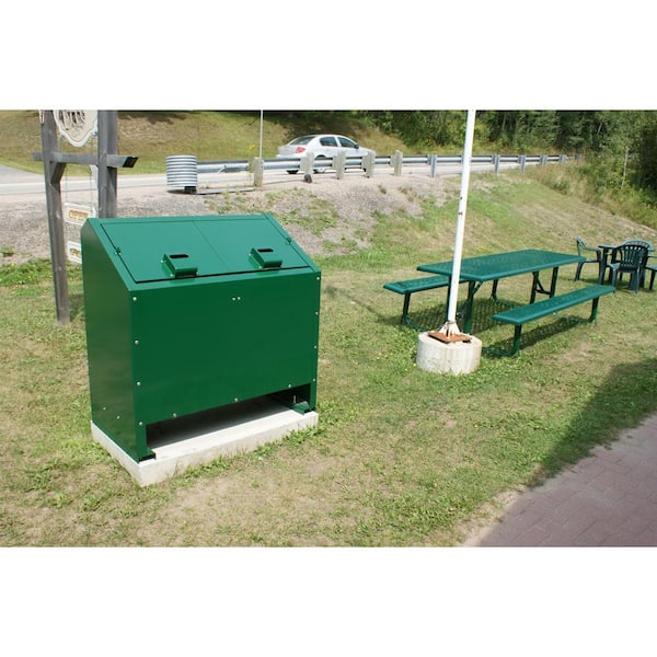 68 Gal. Metal Animal Proof Trash Can in Green