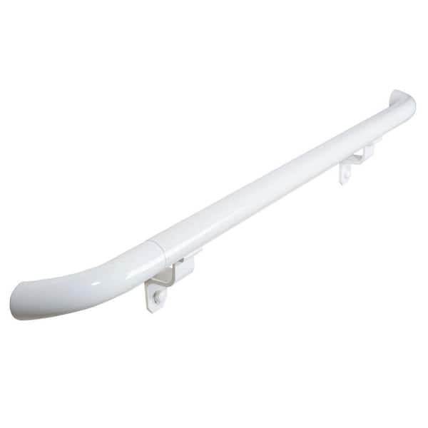 EZ Handrail 4 ft. White Aluminum Round with Curved Ends Handrail Kit