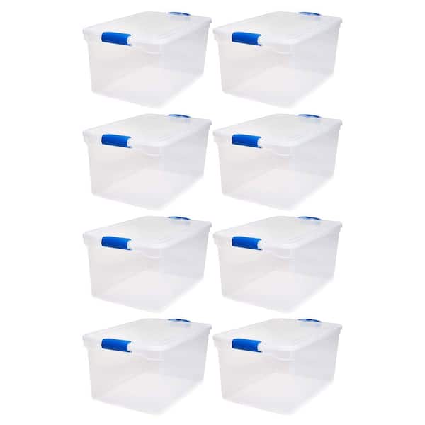 HOMZ 66 qt. Heavy Duty Modular Stackable Storage Containers in Clear (8-Pack)