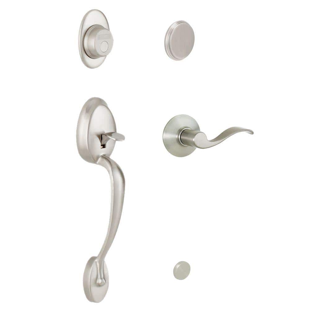 UPC 043156166787 product image for Plymouth Satin Nickel Dummy Door Handlset with Left Handed Accent Handle | upcitemdb.com