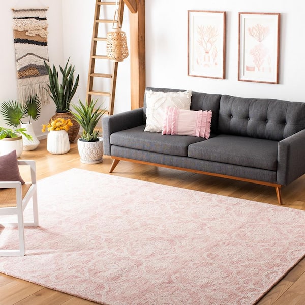 Metro Pink/Ivory 8 ft. x 10 ft. Floral Damask Area Rug