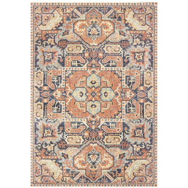 AVERLEY HOME Palmer Blue/Orange 5 ft. x 8 ft. Aztec Area Rug
