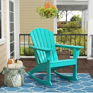 Mason Turquoise Adirondack HDPE Plastic Outdoor Rocking Chair