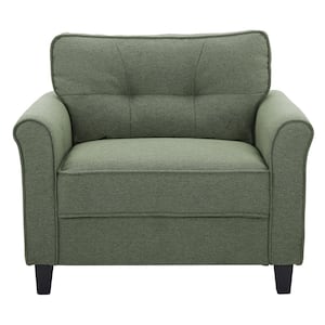 Hazel Green Chair with Upholstered Fabric Rolled Arms