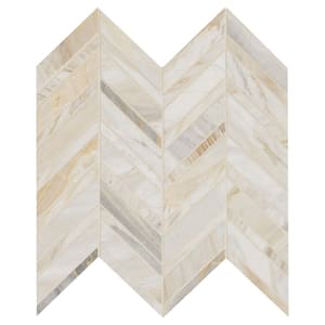 Athena Gold Chevron 12 in. x 12 in. Honed Marble Mesh-Mounted Mosaic Floor and Wall Tile (10 sq. ft./Case)