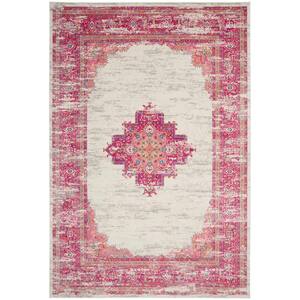 Passion Ivory/Fuchsia 12 ft. x 18 ft. Bordered Transitional Area Rug
