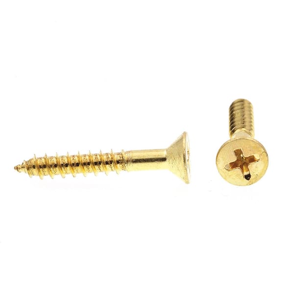 SMALL 1/4 INCH LONG WOOD SCREWS BRASS PLATED FLAT PHILLIPS HEAD BAG OF  25 