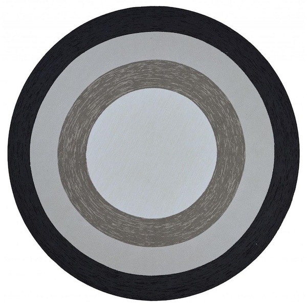 HomeRoots Bernadette Black and White 7 ft. Round Indoor Area Rug