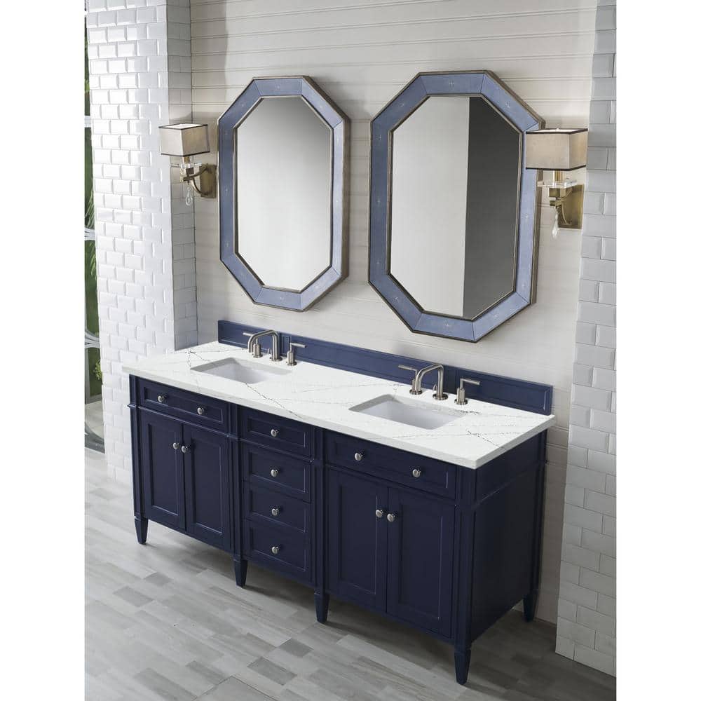 Brittany 72.0 in. W x 23.5 in. D x 34 in. H Bathroom Vanity in Victory Blue with Ethereal Noctis Quartz Top price history on PriceWatchPro