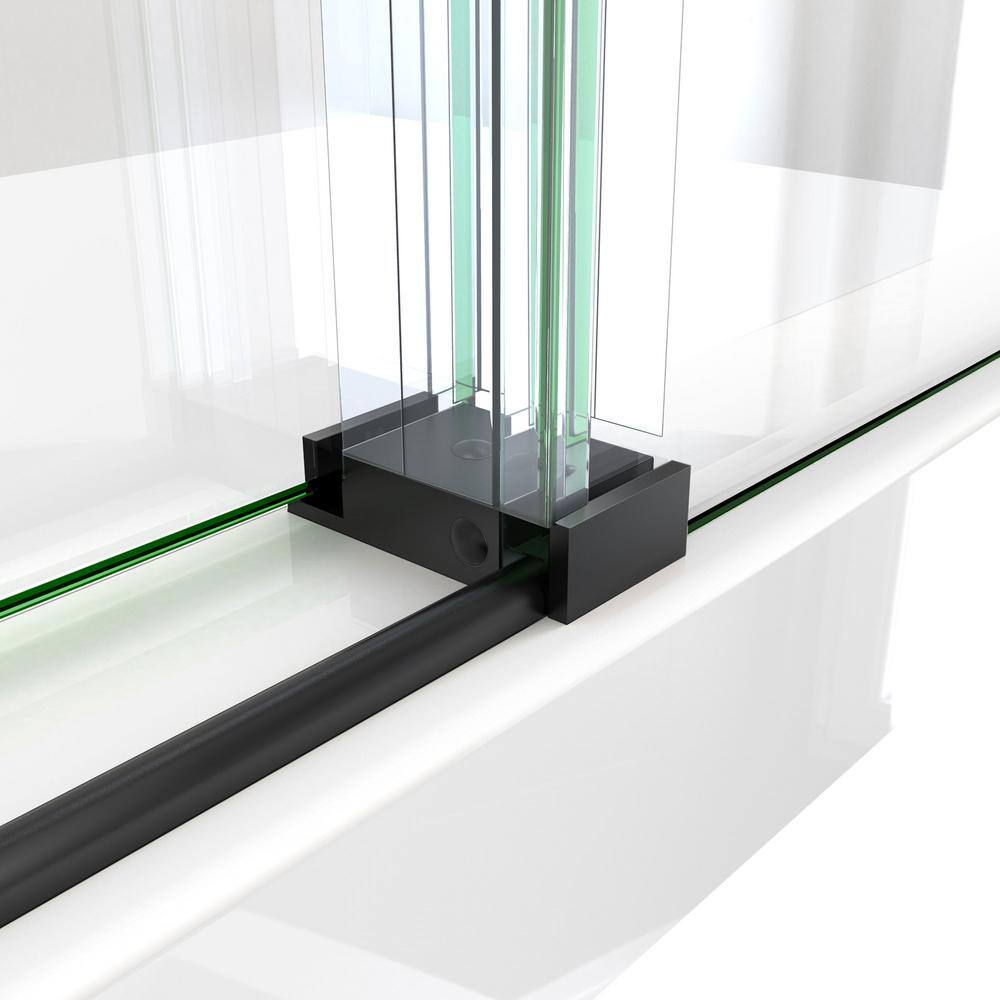 Matte Black Frameless Clear Glass Sliding Shower Enclosure