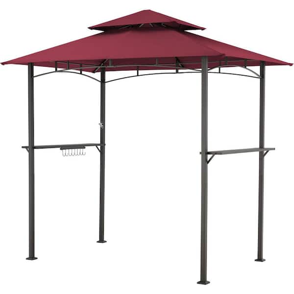 8 ft. x 5 ft. Red Outdoor Patio Grill Gazebo
