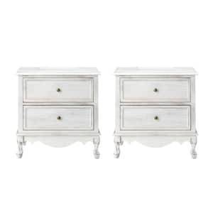 Elpenor 24"Wx16"Dx24"H Tall 2 - Drawer White Nightstand Set of 2