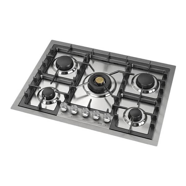 Professional Plus II 30 in. Built in Gas Cooktop with 5-Sealed Burners in Stainless Steel