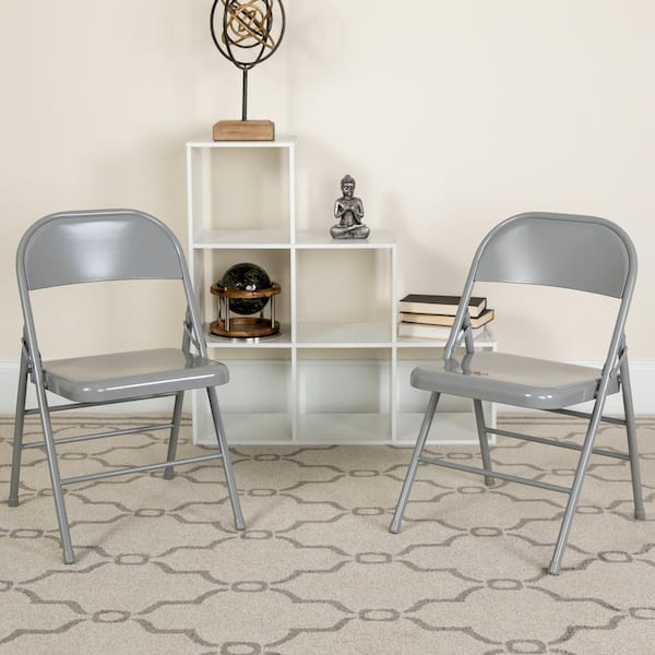 Carnegy Avenue Gray Metal Folding Chair (4-Pack) CGA-HF-2226-GR-HD