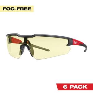 Safety Glasses with Yellow Fog-Free Lenses (6-Pack)