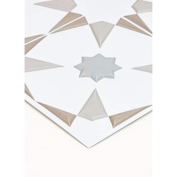 Off-White Vega W 10 in. x H 10 in. Embossed PVC Peel and Stick Tile Backsplash (2.7 sq. ft./pack)