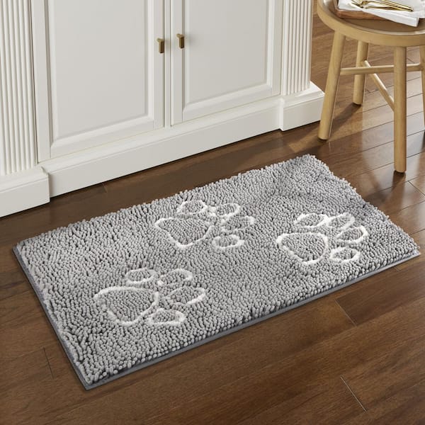 Comfy Pooch Clean Paw Gray/White 21 in. x 30 in. Door Mat For Pets