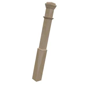 Stair Parts 4090 55 in. x 5 in. Unifinished Poplar Adjustable Base Box Newel Post for Stair Remodel