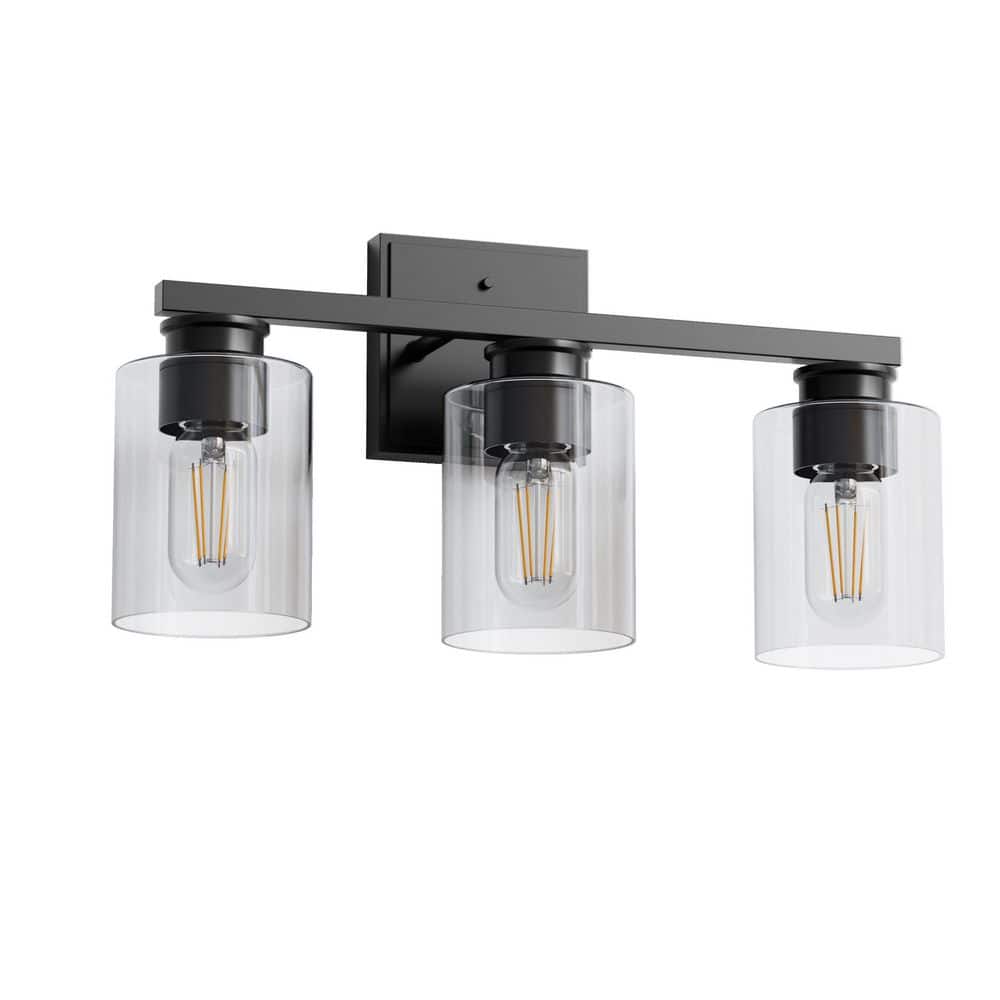18 in. 3-Light Modern Vanity Light with Black Finish and Clear Glass Shades price history on PriceWatchPro