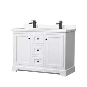 Avery 48 in. W x 22 in. D x 35 in. H Double Bath Vanity in White with White Cultured Marble Top