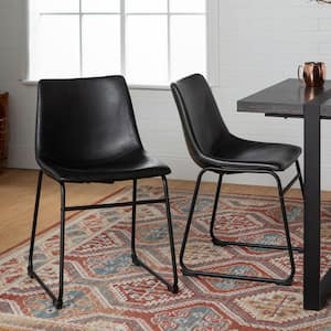 18 IN. Industrial Faux Leather Dining Chair, set of 2 - Black
