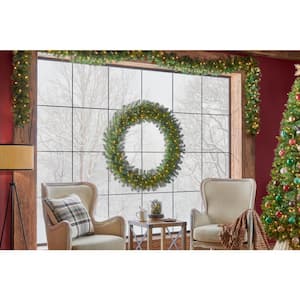 48 in. Pre-Lit LED Wesley Pine Artificial Christmas Wreath