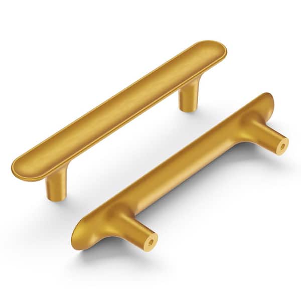 HICKORY HARDWARE Maven Collection Pull 3-3/4 in. (96mm) Center to Center Brushed Golden Brass Finish Modern Zinc Bar Pull (1 Pack )