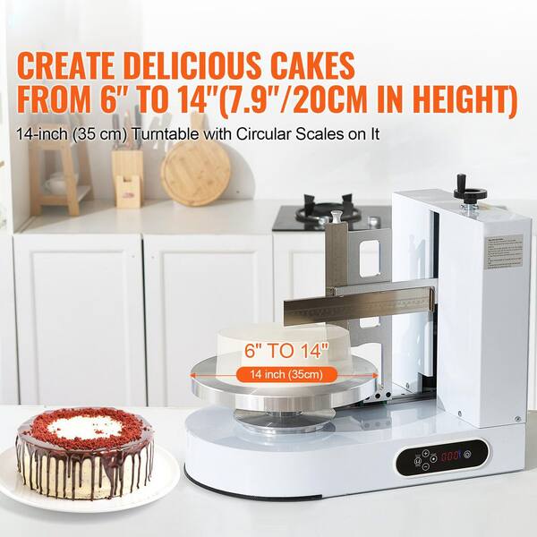 Cake Decorating Machine, 1 Piece, Aluminum Alloy, Classic Cake Pan Sets, Low Noise 25-320RPM Speed, 6-14 in. Cake, White