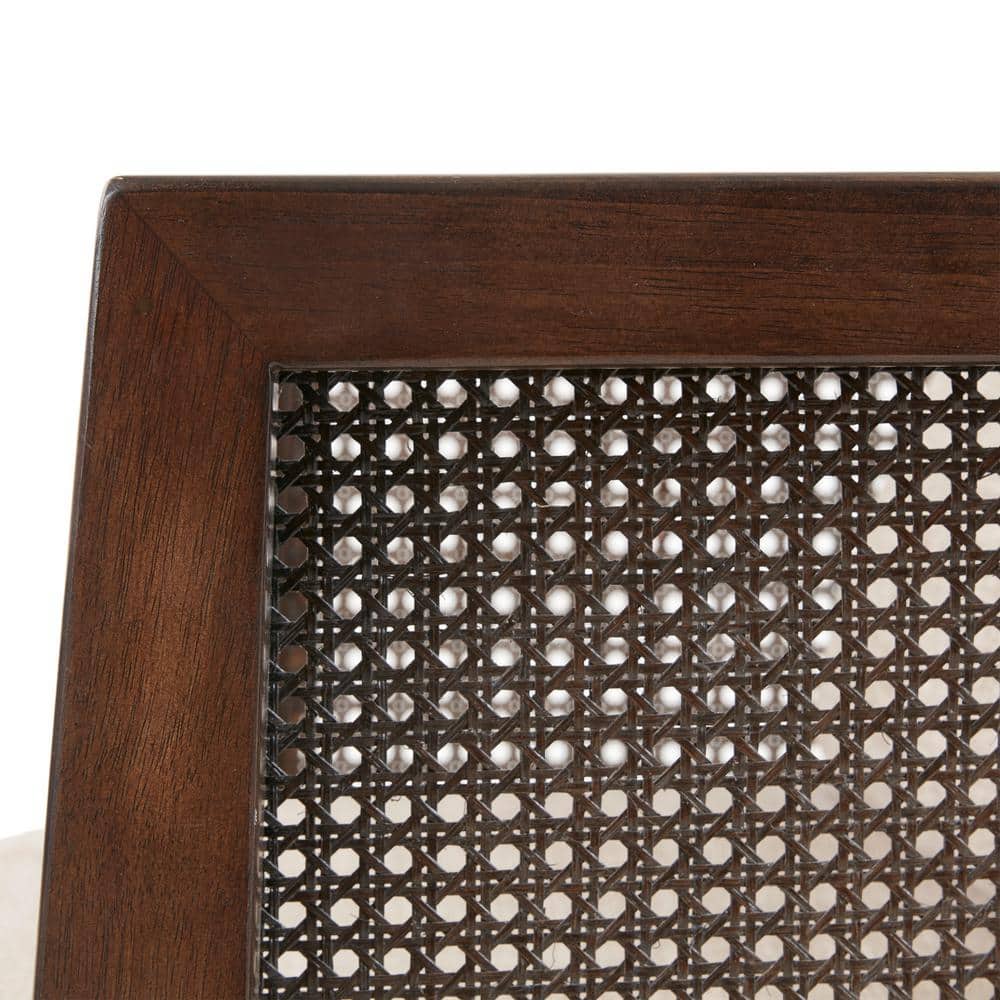 Sonia Mid-Century Walnut Wood Accent Chair with Camel Cushions