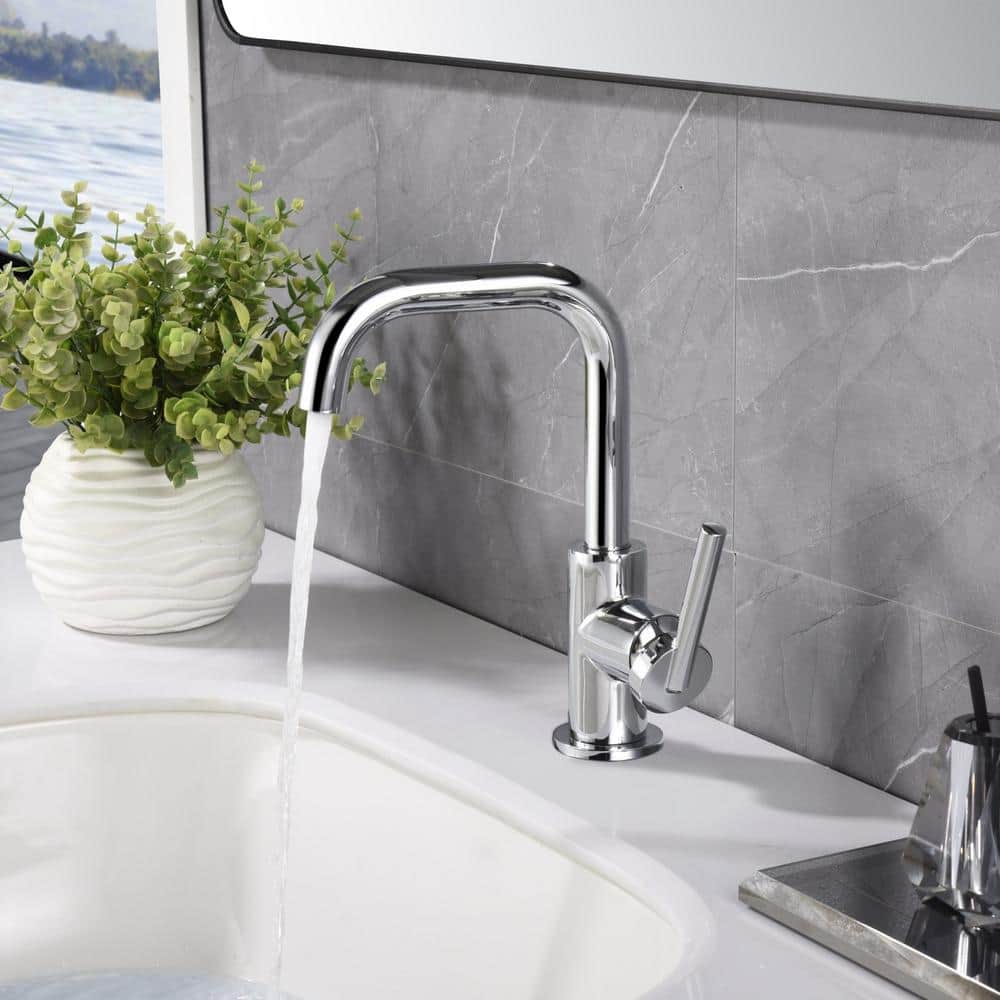 Kree Chrome Single-Handle Bathroom Faucet with Drain Assembly