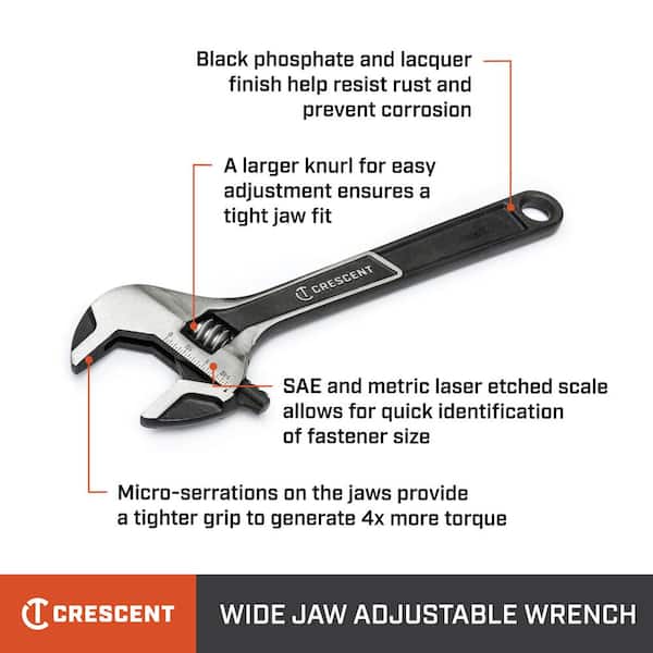 10-inch Reversible Jaw Adjustable Wrench (810PW)