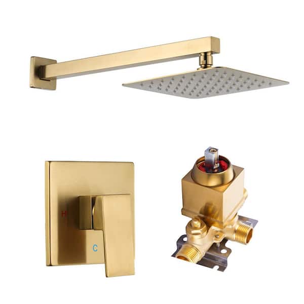 Single Handle 1-Spray Patterns Shower Faucet 1.8 GPM with Adjustable Head in Gold