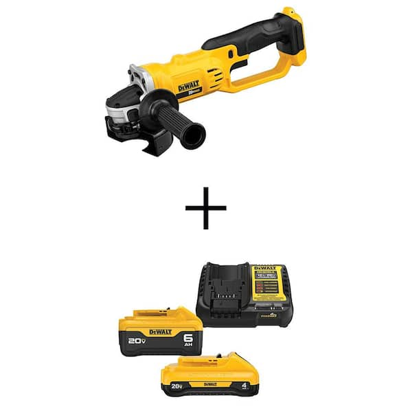 20V MAX Cordless 4.5 in. - 5 in. Grinder, (1) 20V 6.0Ah Battery, (1) 20V 4.0Ah Battery, and Charger