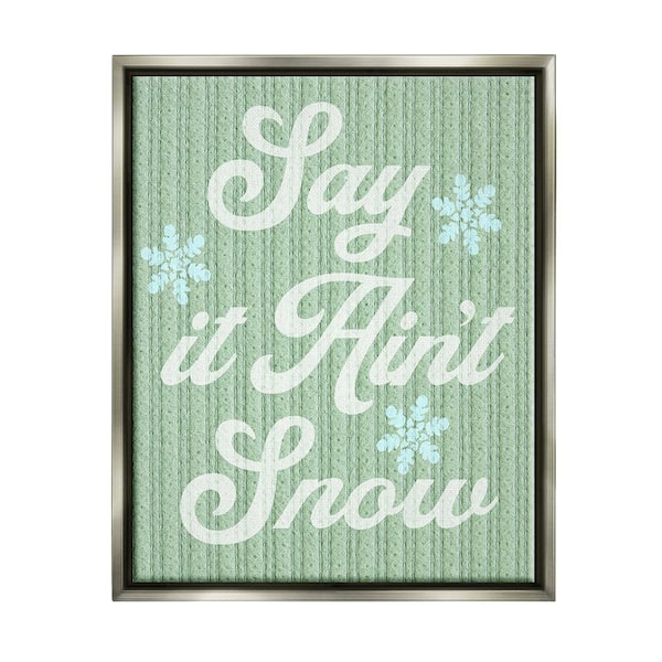 Stupell Industries Green Say It Ain't Snow by Lil' Rue 1 Piece Floater Frame Graphic Print Typography Poster Art Print 21 in. x 17 in.