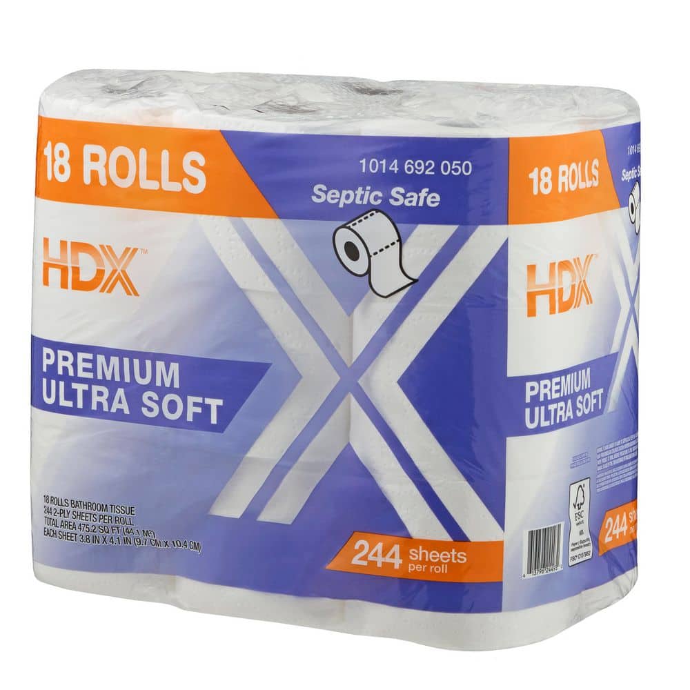 HDX Premium Ultra Soft 2-Ply Toilet Tissue (244-Sheets Per Roll-18