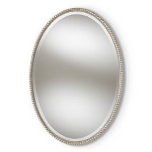 Medium Oval Antique Silver Contemporary Mirror (35 in. H x 24 in. W)