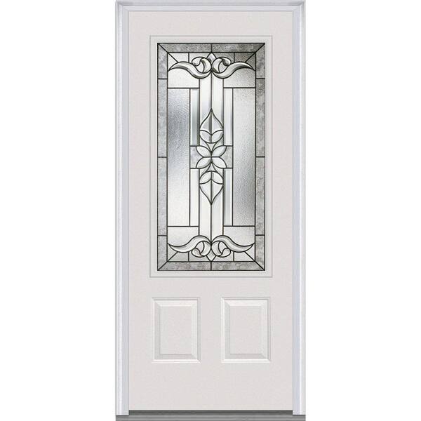 MMI Door 36 in. x 80 in. Cadence Left-Hand Inswing 3/4-Lite Decorative 2-Panel Painted Steel Prehung Front Door