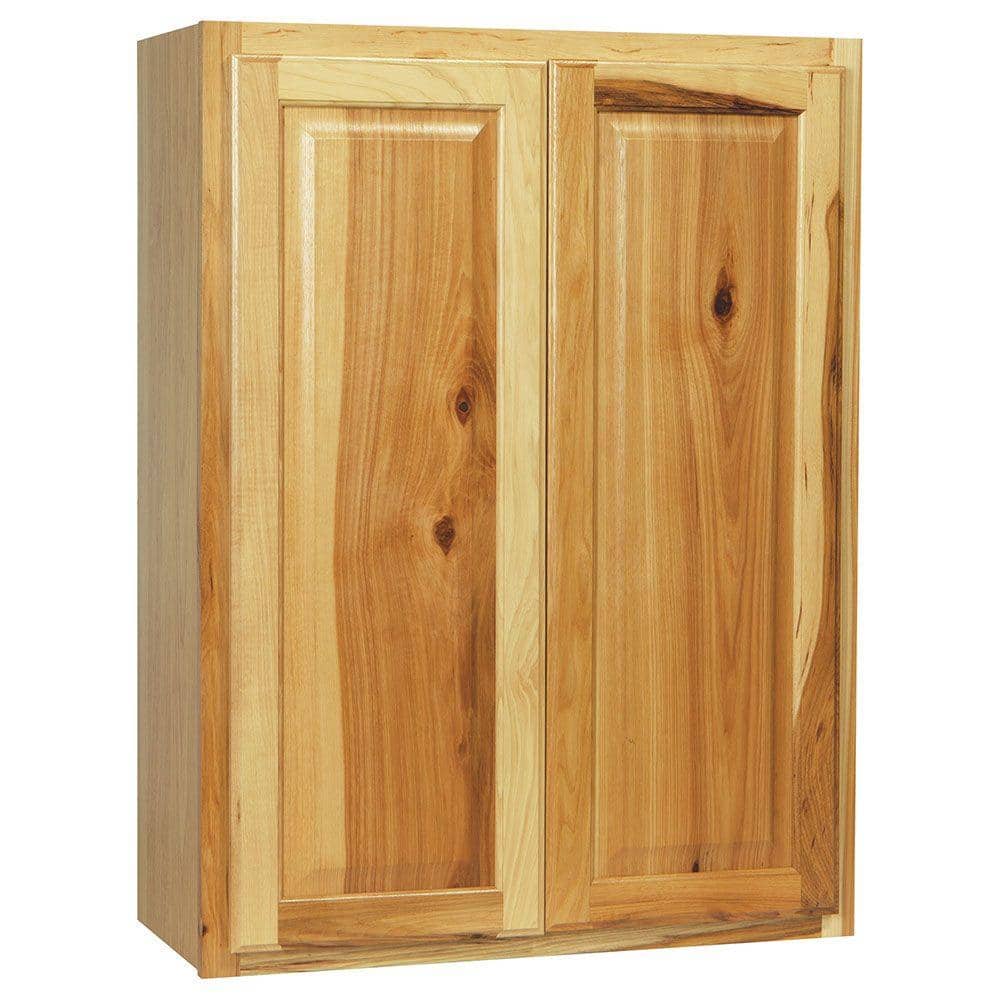 Hampton Bay Hampton 27 in. W x 12 in. D x 36 in. H Assembled Wall Kitchen in Natural