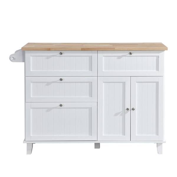 Blue Wood 50.3 in. Kitchen Island Set with Drop Leaf and 2-Seatings, D