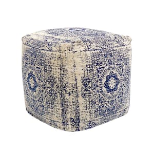 Grandcanyon Navy/Ivory Cotton Pouf Ottoman