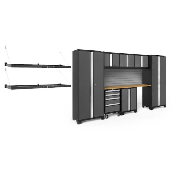 NewAge Products Bold Series 132 in. W x 76.75 in. H x 18 in. D 24-Gauge Steel Garage Cabinet Set in Gray (8-Piece)