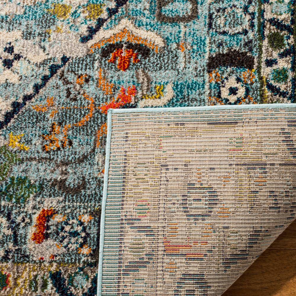 Bohemian Bliss Round Blue Floral Accent Rug - 4' x 5'7"